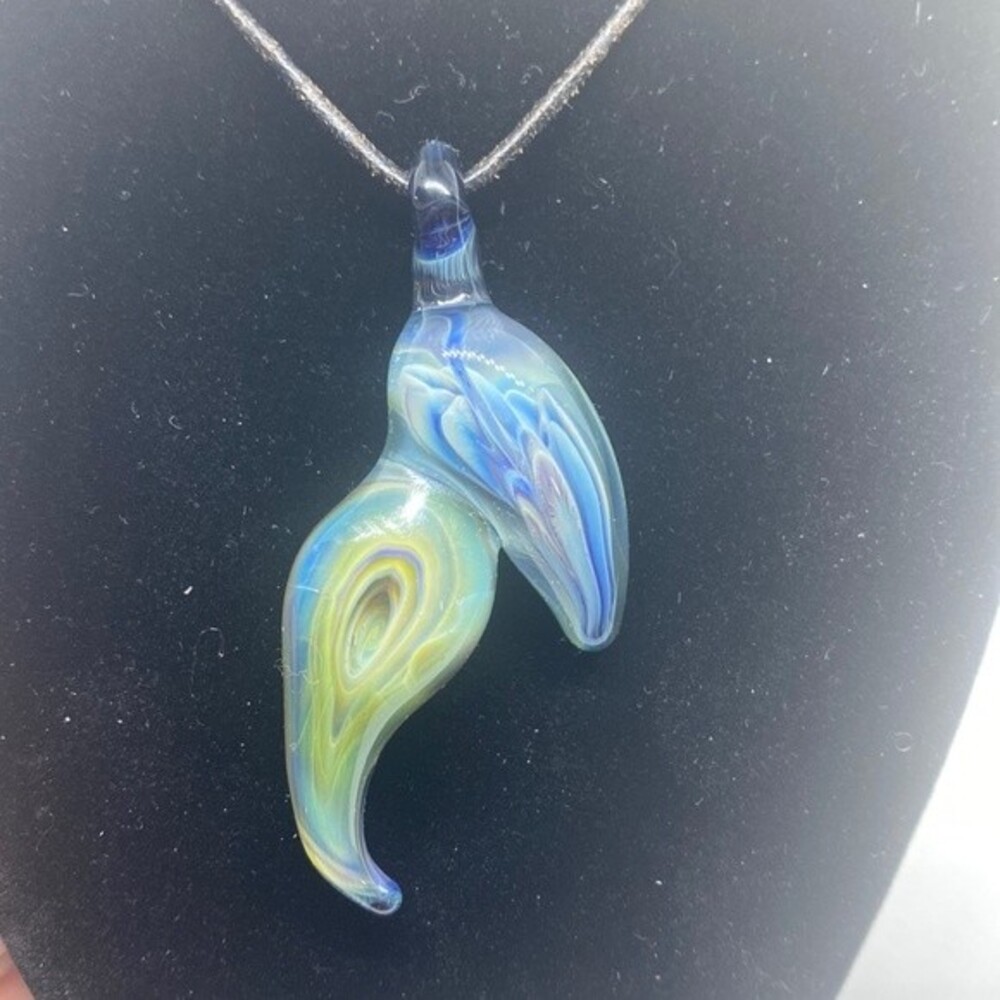 Blown Glass pendant one of a kind art to wear 22 inch